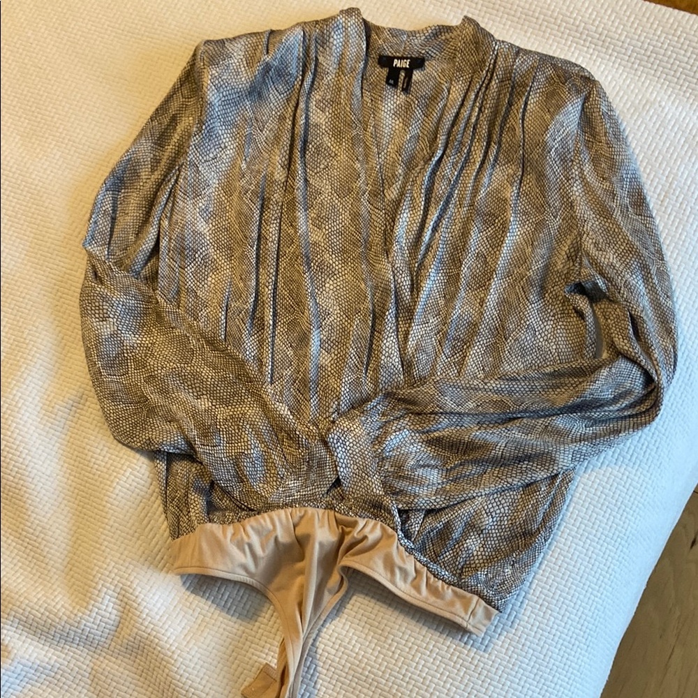Snake Print Blouse with bottom snap clip